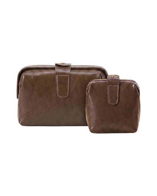 Vintage Structured Wide-Opening Pouch Set